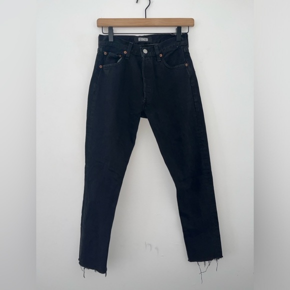REFORMATION x LEVI’s Repurposed Black Jeans Button Fly Size 24 - Picture 1 of 14